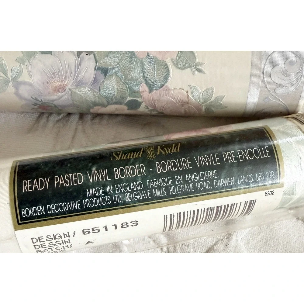 Vtg Lot 2 Shand Kydd Floral Wallpaper Border Cottagecore 651183 80s Grandma NOS
